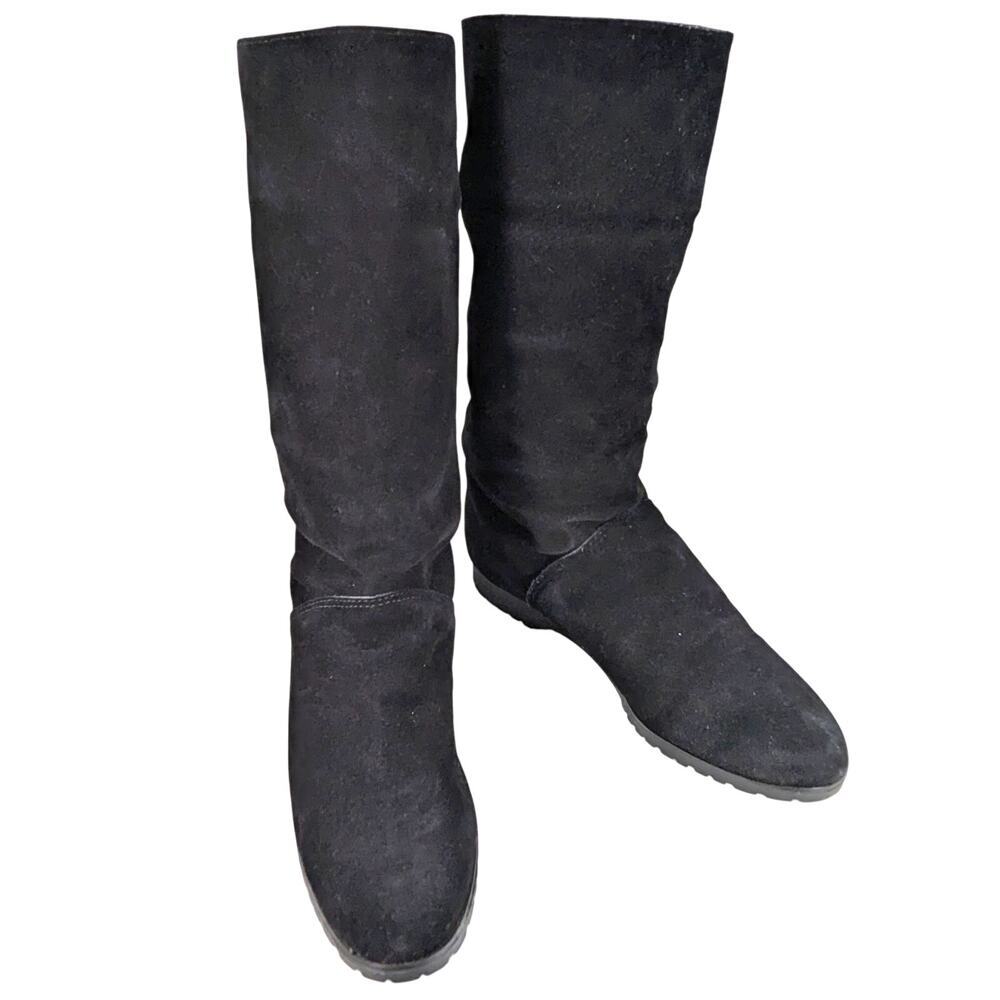 NWOT! LANDS' END! SOFT BLACK GENUINE SUEDE LEATHER, MID CALF, LOW BOOTS! SZ 9M